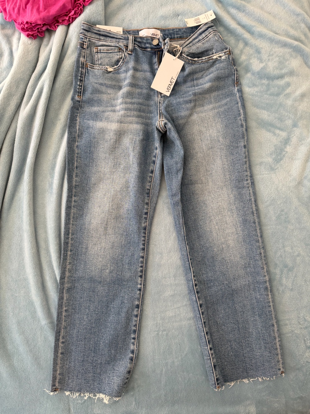 Vermet High-Rise Straight Leg Jeans - Light Blue